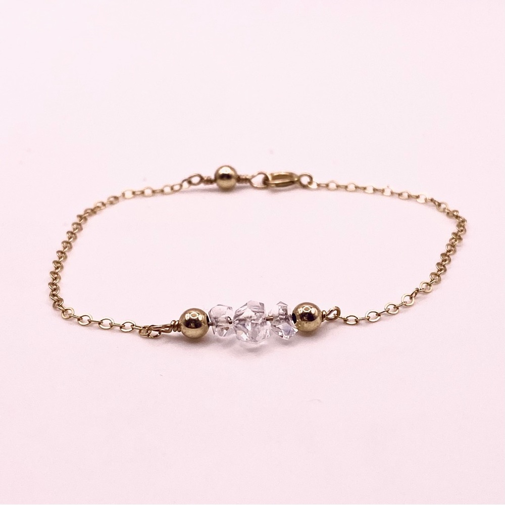 Triple Herkimer bracelet, 14k Gold filled, Handmade bracelet made to order